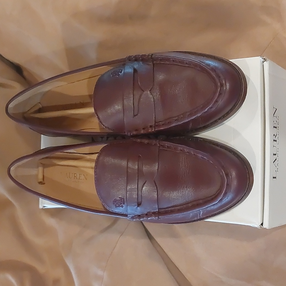 Women's LAUREN Ralph Lauren Wynnie Leather Penny Loafer Red Soft Napa Sz 8.5 B
